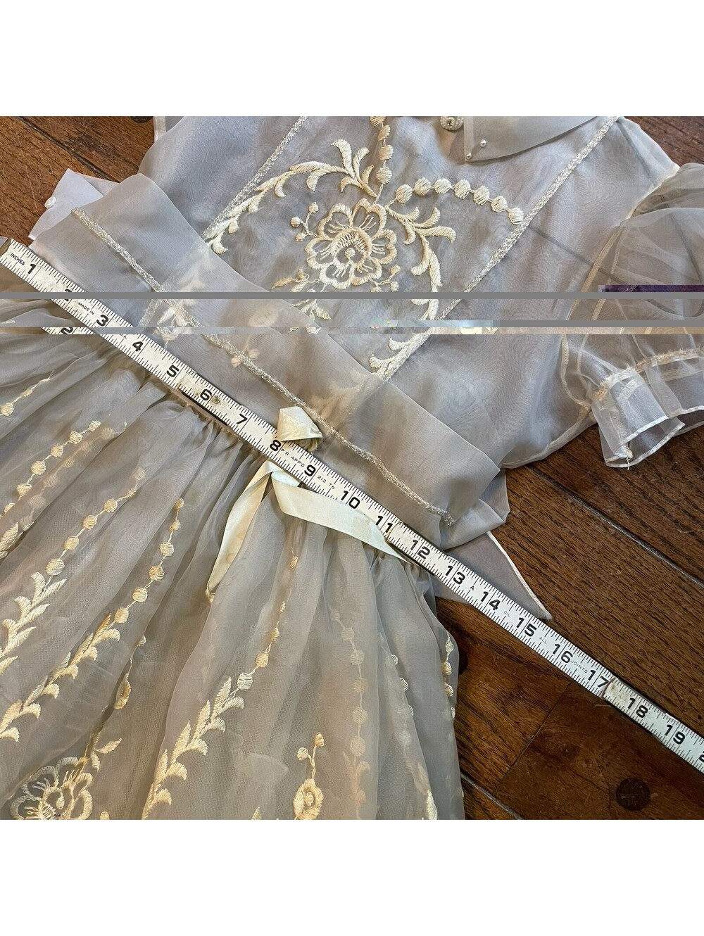 VTG Girls Sheer White Dress 50s 60s 1st Communion Flower Girl Wedding Size 5? - Picture 4 of 6